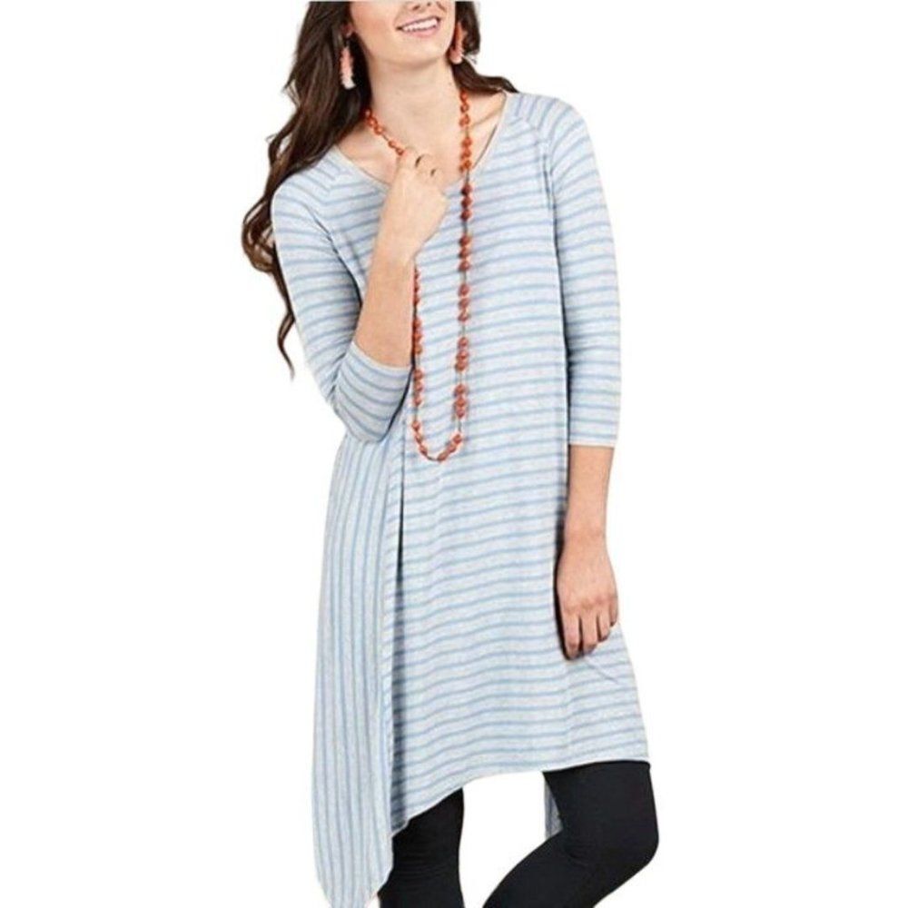 Matilda Jane Her Majesty Midi Dress Handkerchief Hem Striped Blue S
